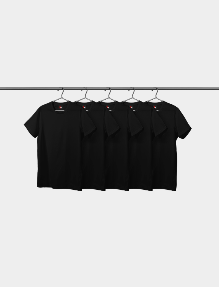 Blank Oversized Tees Pack of 5 - Black