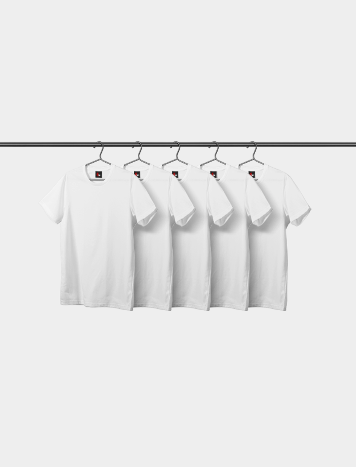 Blank Oversized Tees Pack of 5 - White