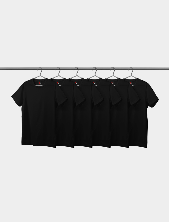 Blank Oversized Tees Pack of 6 - Black