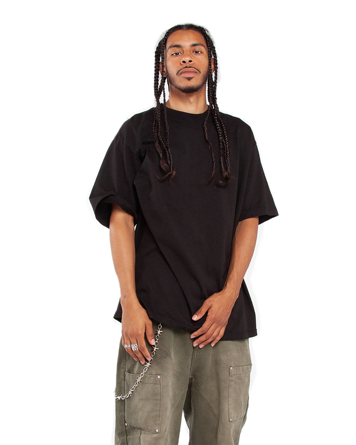 Solid Color Oversized Tee - Black