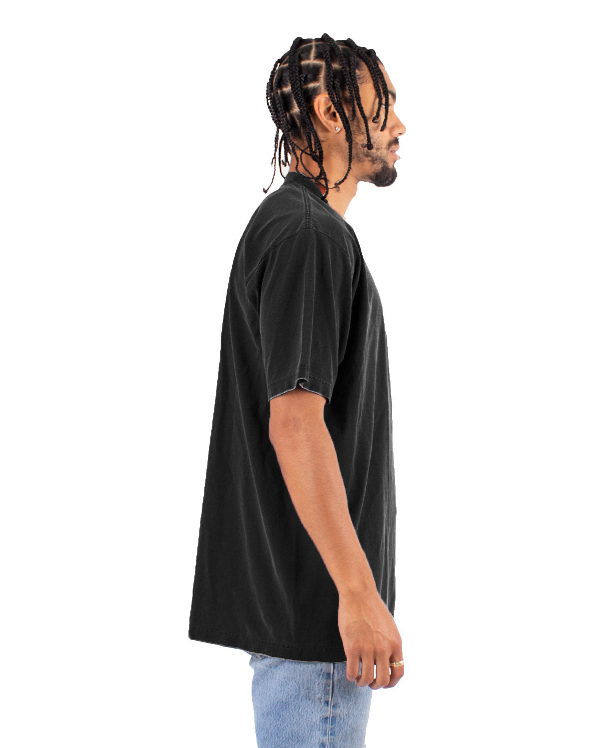 Solid Color Oversized Tee - Black