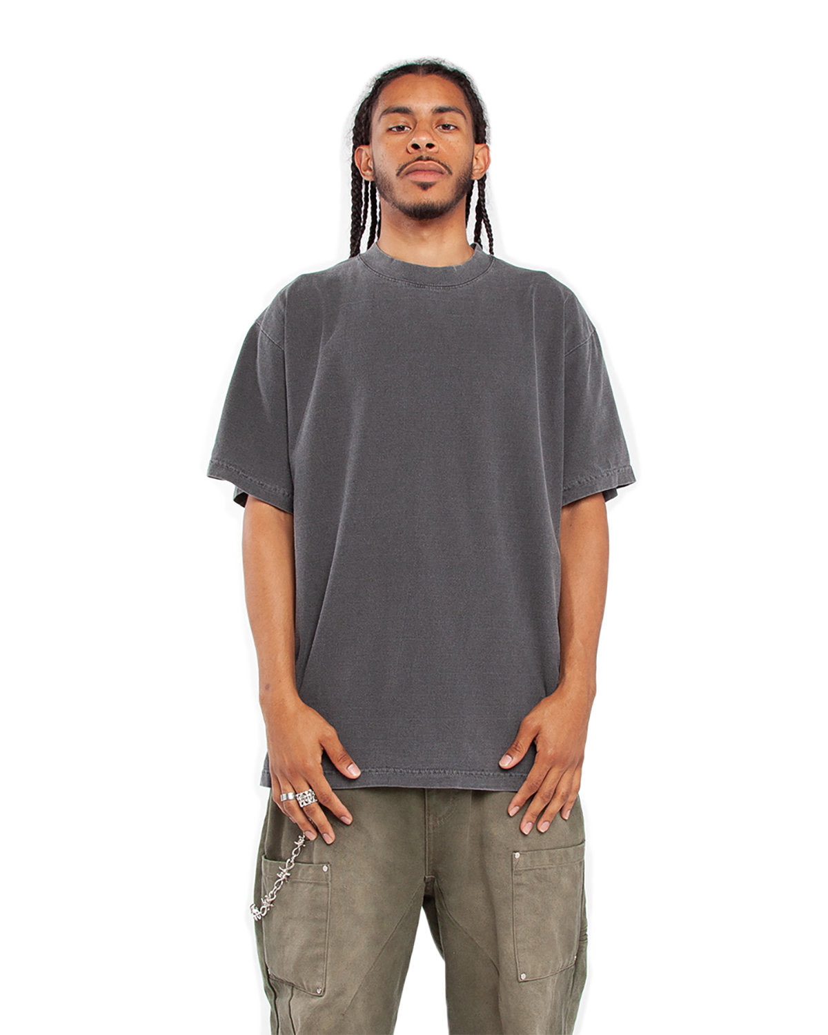 Solid Color Oversized Tee - Shadow