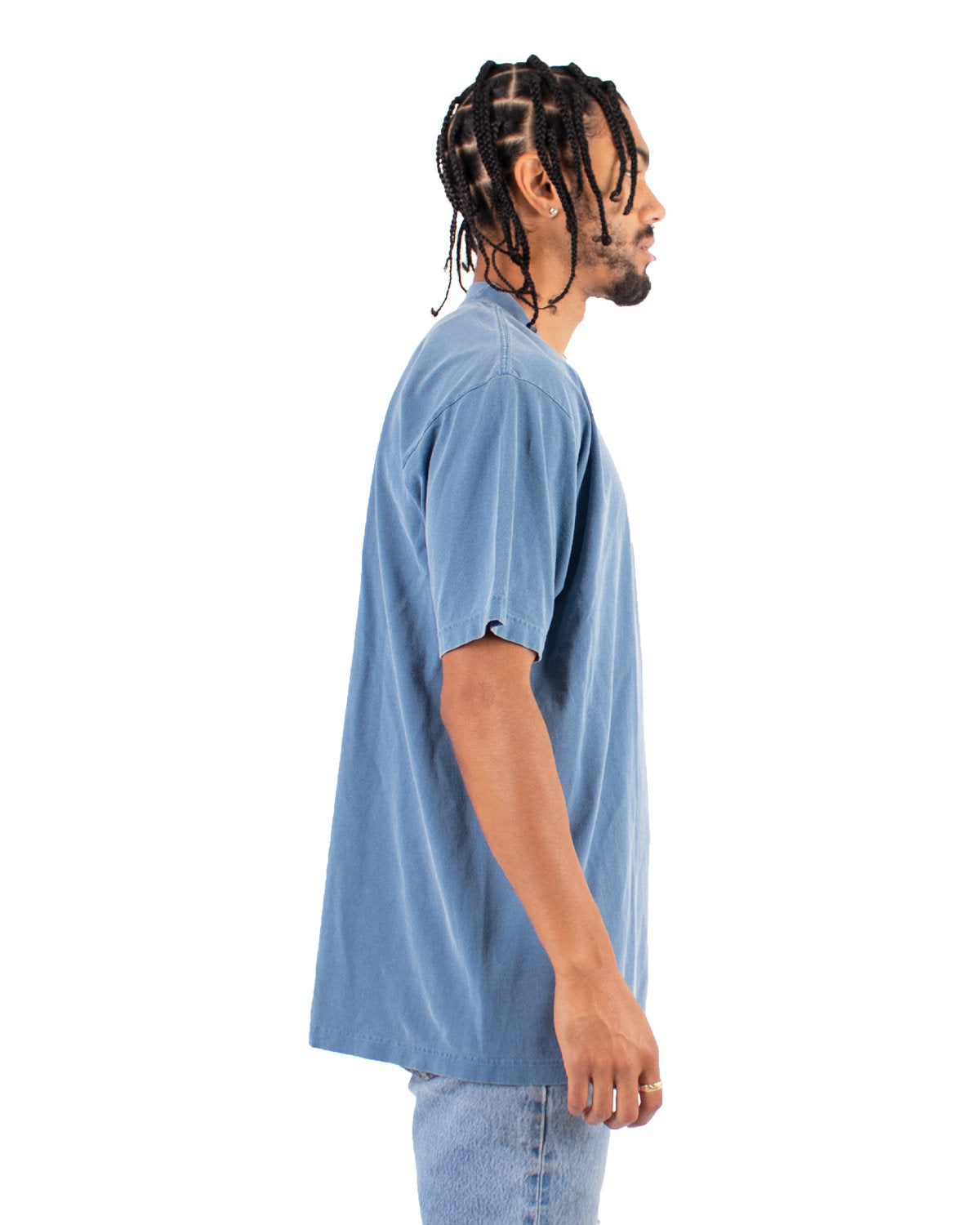 Solid Color Oversized Tee - Washed Denim